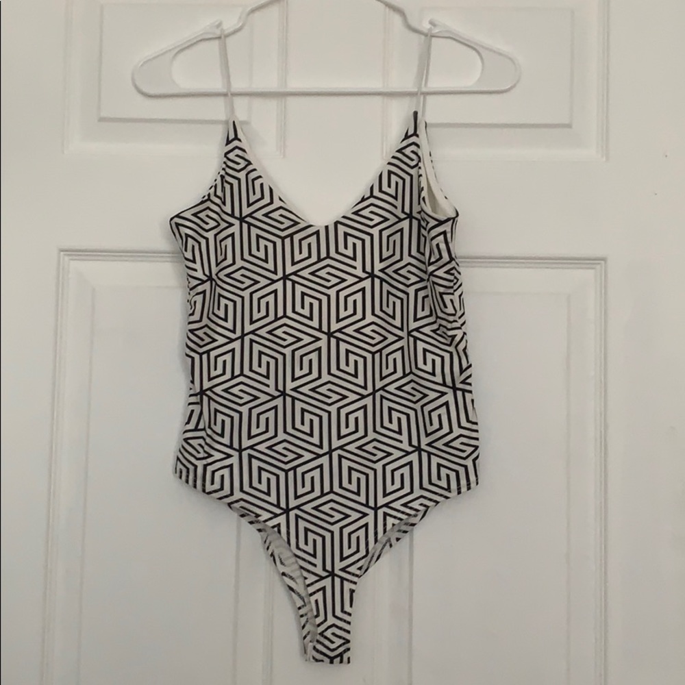 Patterned black & white bodysuit